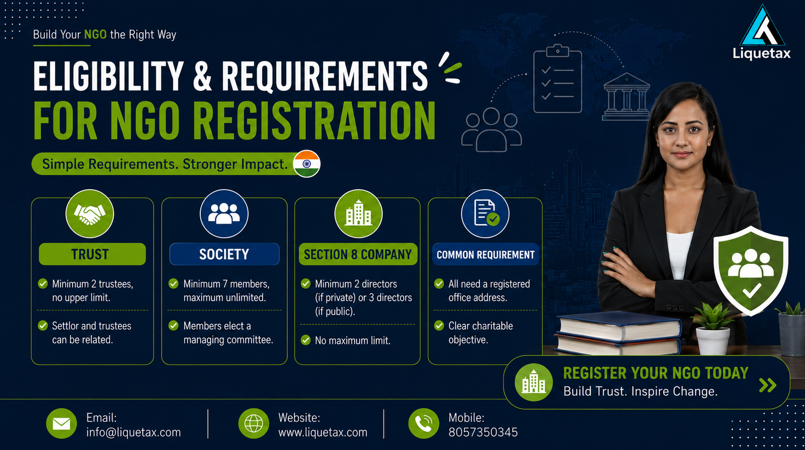 Eligibility requirements for NGO registration
