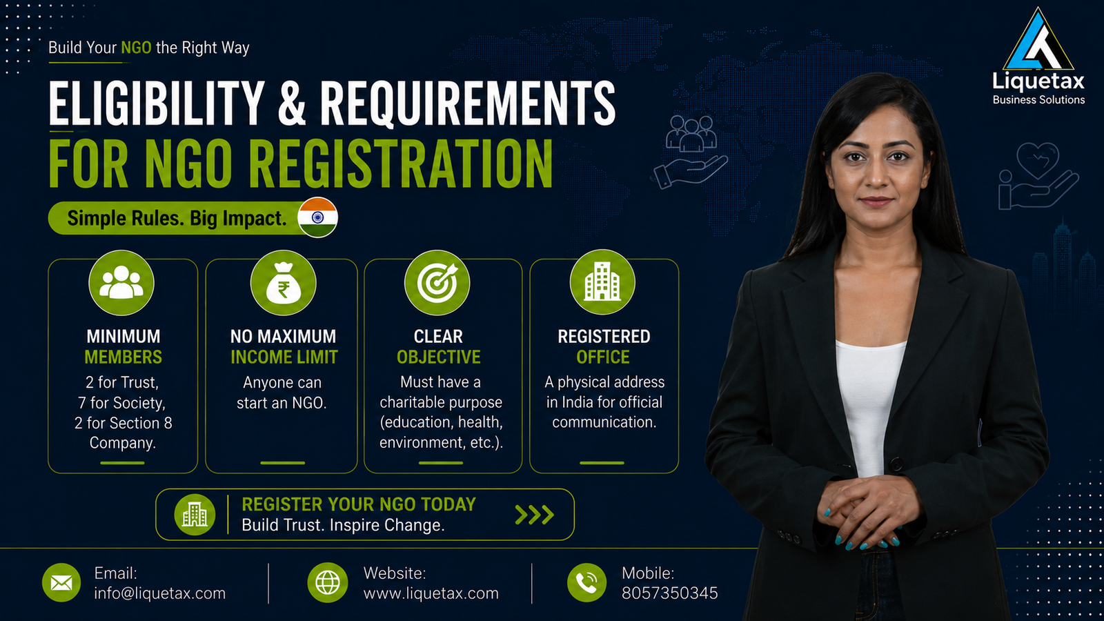 Eligibility requirements for NGO registration