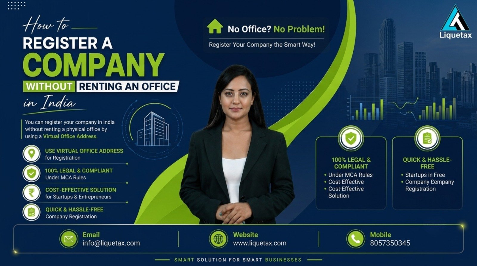 Register company without office in India - Liquetax guide